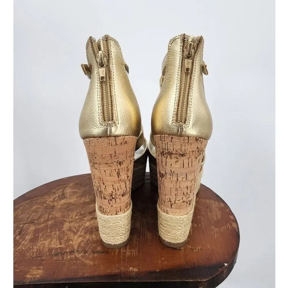New NWOB DV‎ Dolce Vita Gold Jute Platform Heels Size 10